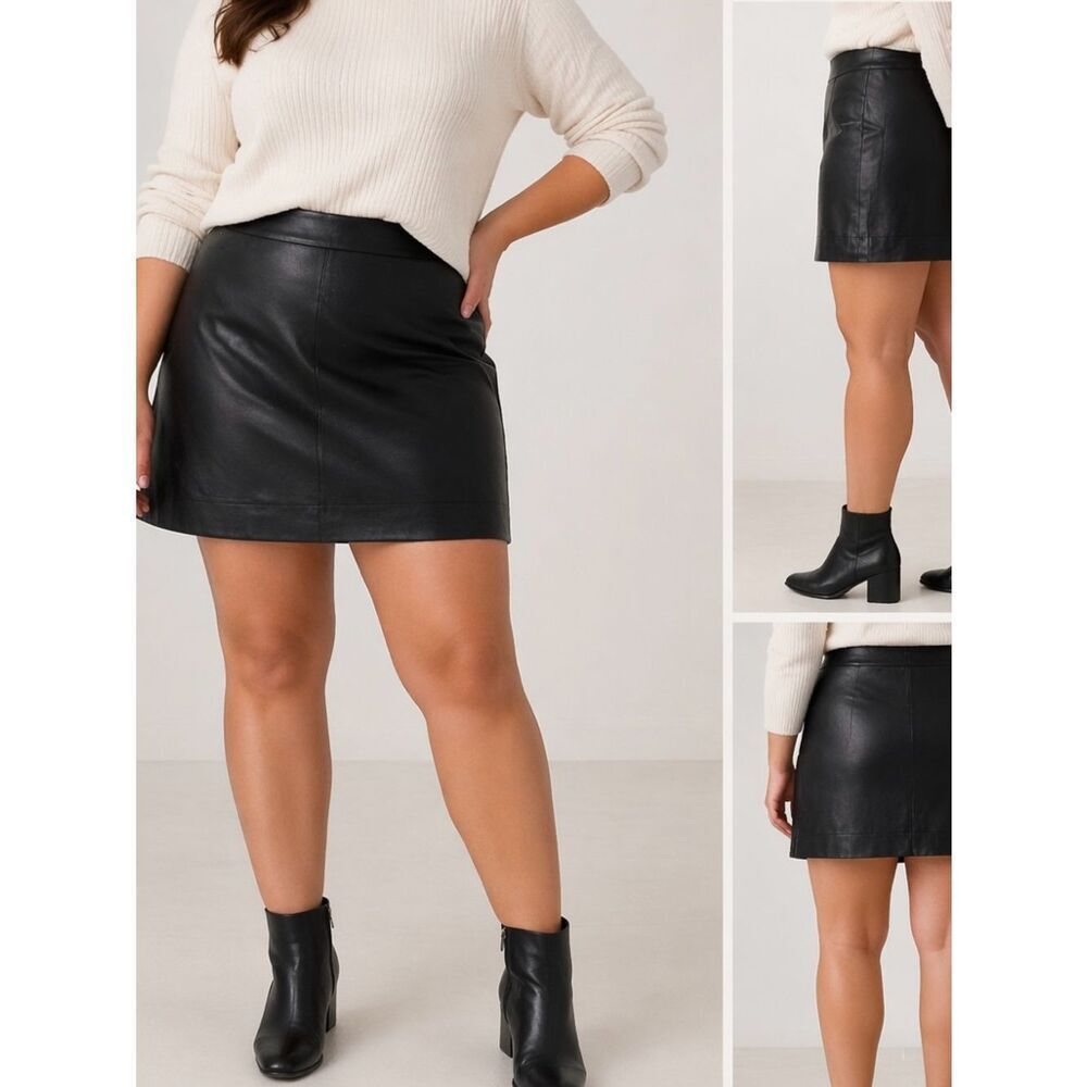 J. Crew Black Faux Leather Mini Skirt